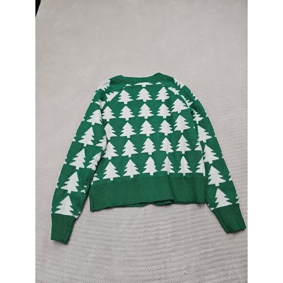Dec 25th Christmas Sweater Womens Medium Cardigan Ugly Christmas Tree Print - Picture 5 of 6